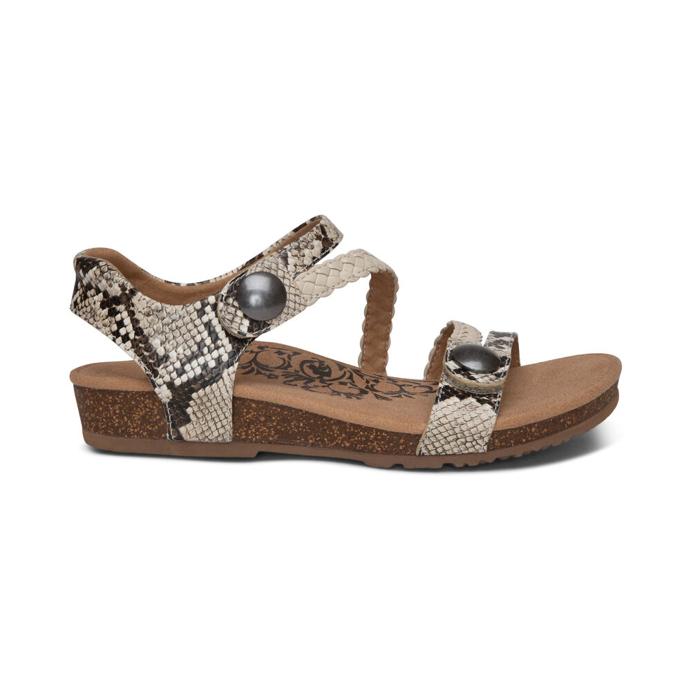 Aetrex Women's Jillian Braided Quarter Strap Sandals - Snake | USA Q74FEBV